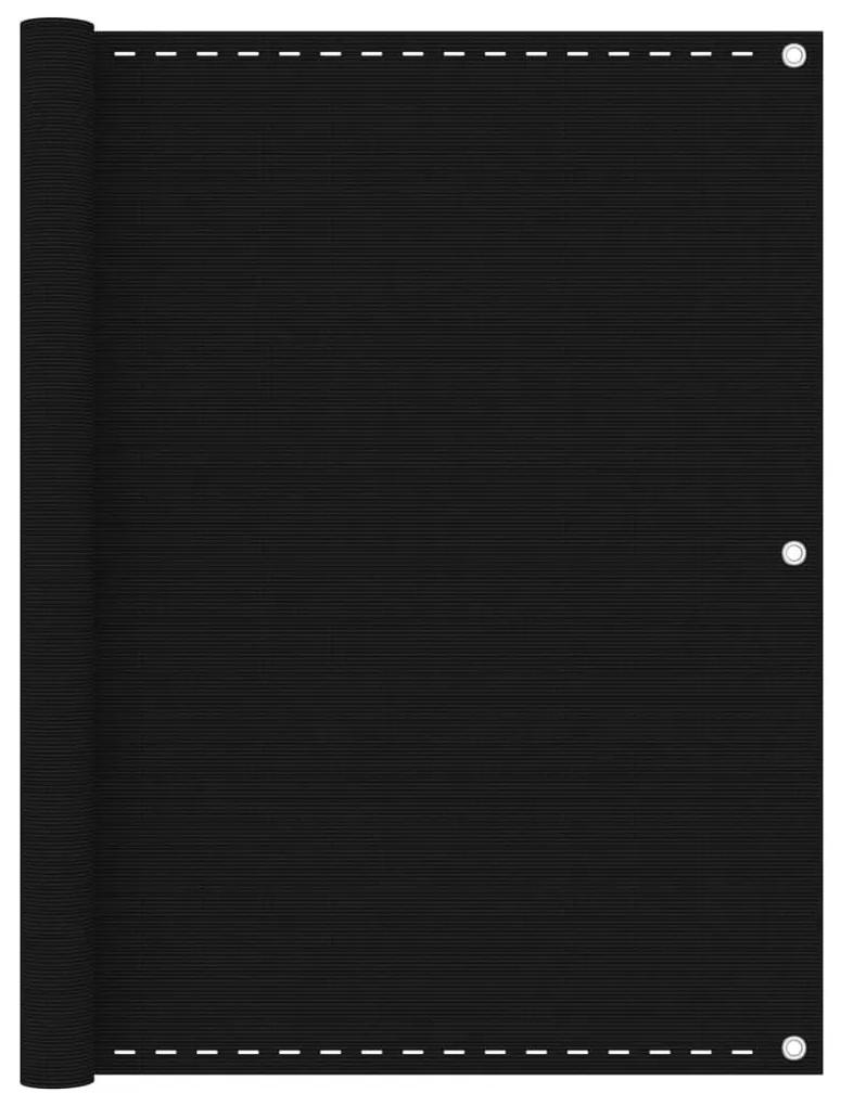 Διαχωριστικό Βεράντας Μαύρο 120 x 500 εκ. από HDPE - Μαύρο