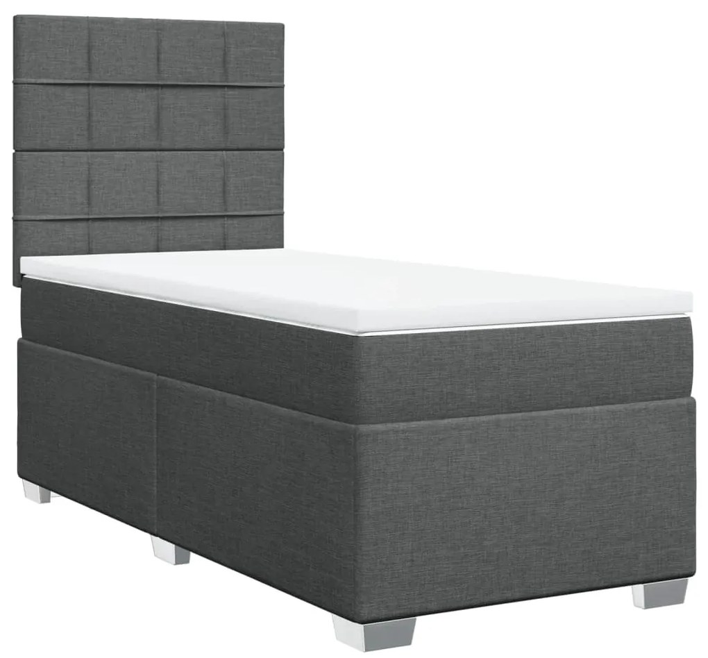 Κρεβάτι Boxspring με Στρώμα Σκούρο Γκρι 80x200 εκ. Υφασμάτινο - Γκρι