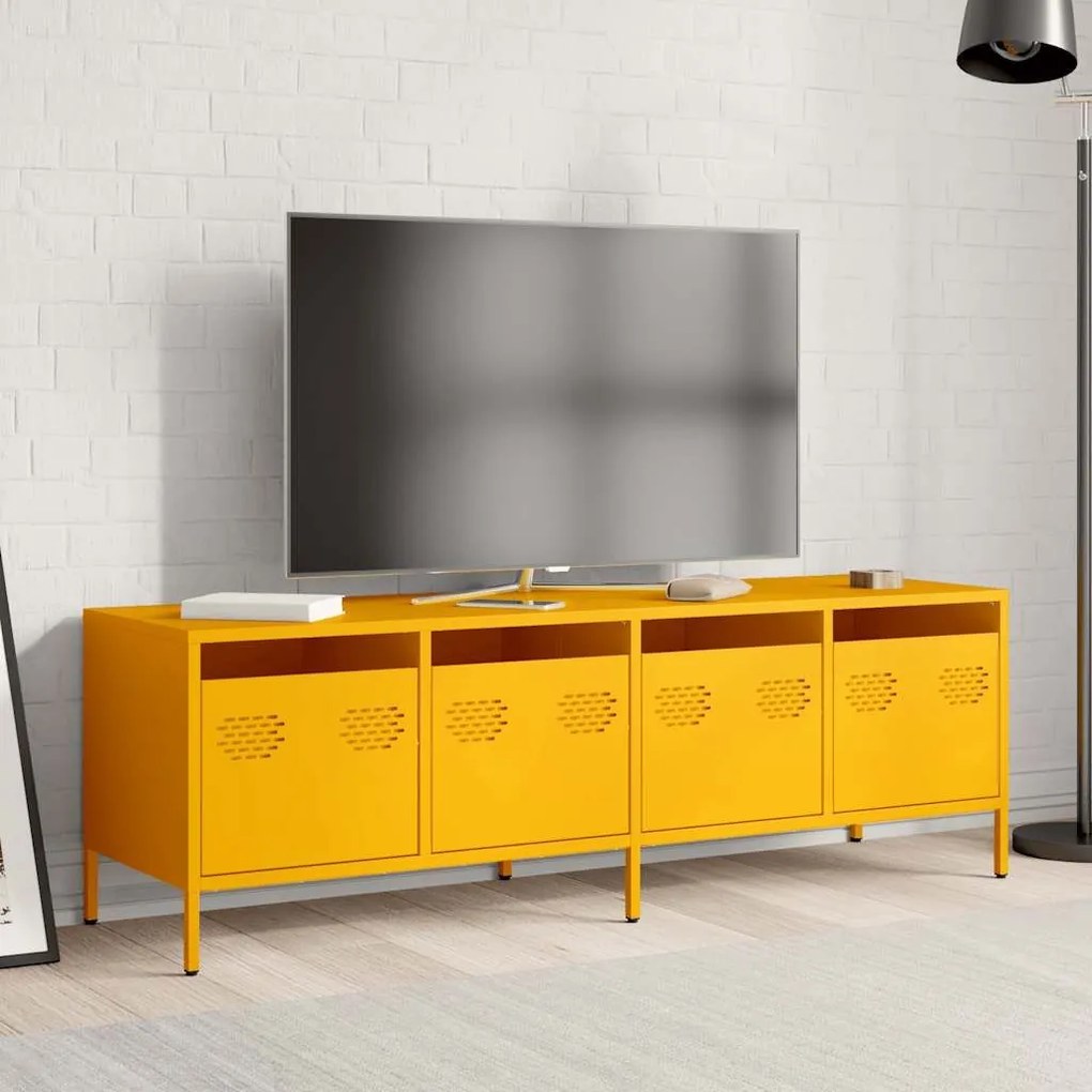 Έπιπλο Τηλεόρασης Μουσταρδί 135x39x43,5 εκ Ατσάλι Ψυχρής Έλασης - Κίτρινο