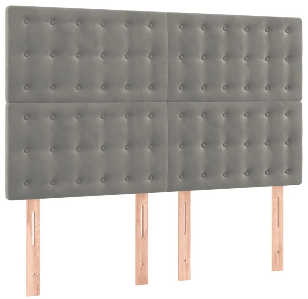 vidaXL Κεφαλάρι Κρεβατιού LED Ανοιχτό Γκρι 144x5x118/128 εκ. Βελούδινο