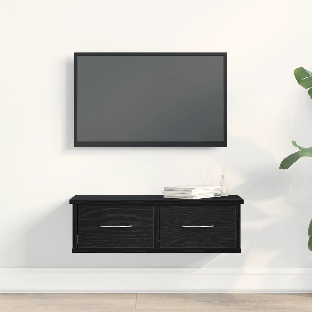 vidaXL Επιτοίχιο Ράφι Συρταριού Μαύρη Δρυς 60x26x18,5εκ Επεξεργασμένο Ξύλο