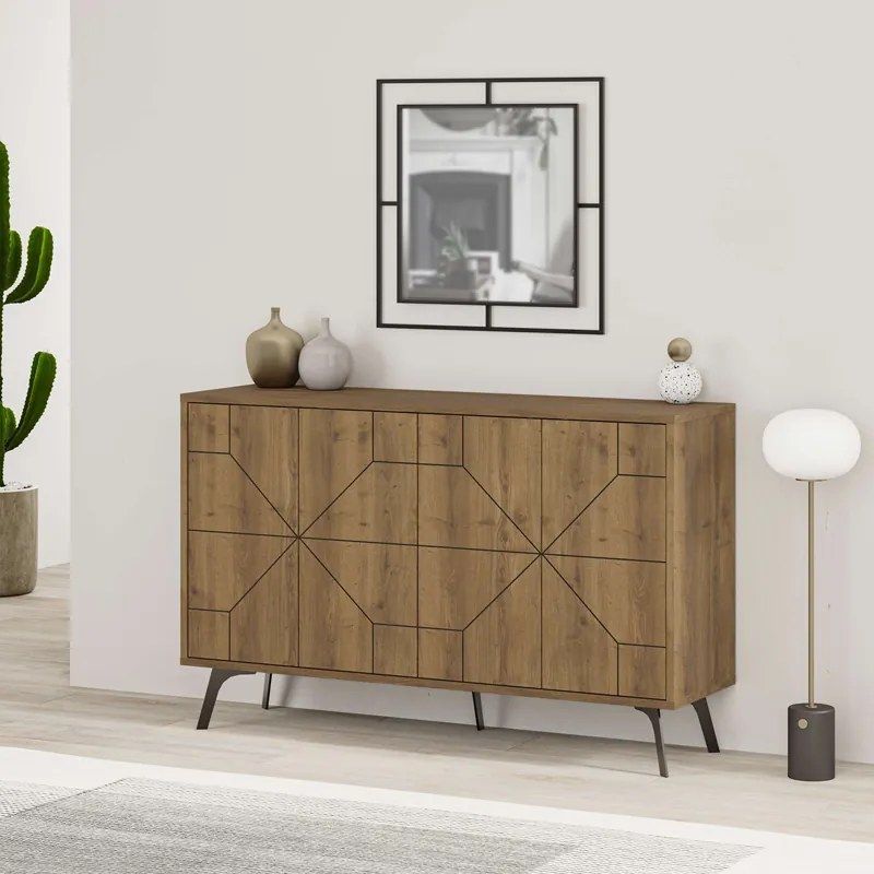 Μπουφές Dune pakoworld σε καρυδί απόχρωση 123x35x77.4εκ (1 τεμάχια)