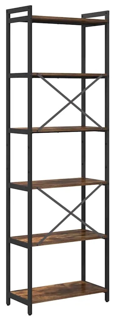 vidaXL Βιβλιοθήκη Καπνιστή δρυς 60 x 30 x 188 εκ Επεξεργασμένο ξύλο