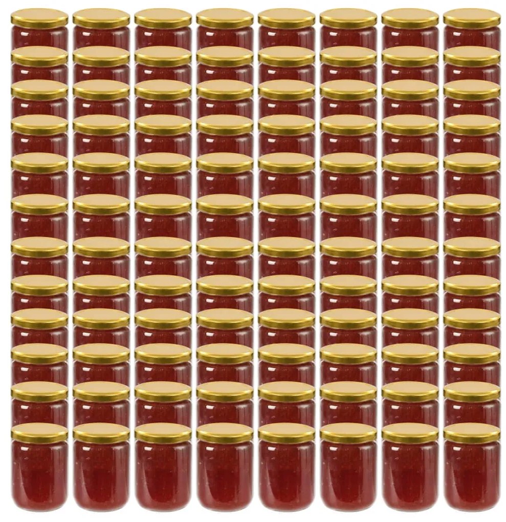 vidaXL Βάζα Μαρμελάδας 96 τεμ. 230 ml Γυάλινα με Χρυσά Καπάκια