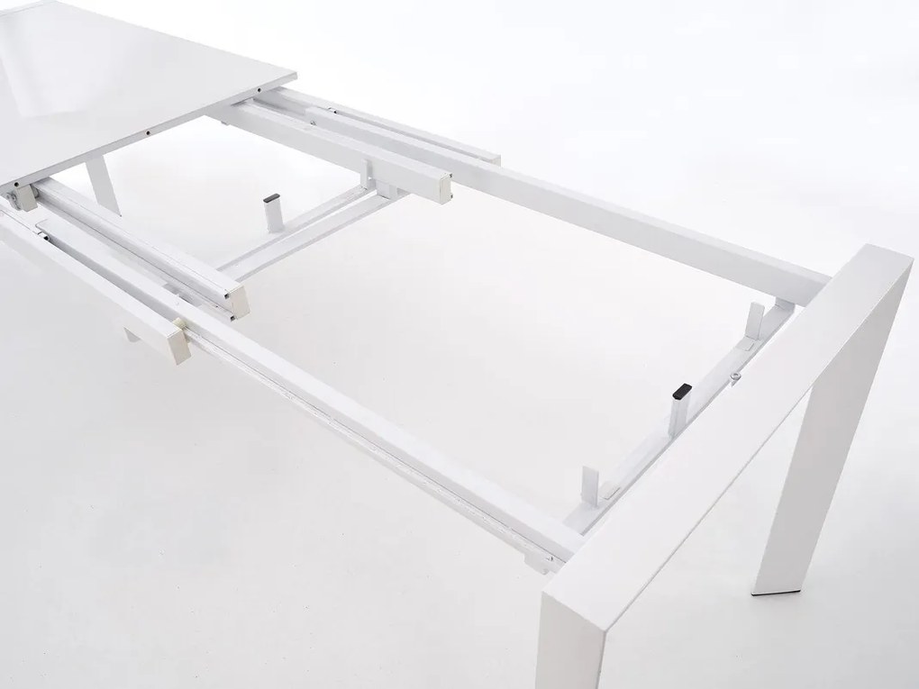 Τραπέζι Houston 124, Γυαλιστερό λευκό, 76x80x130cm, Επιμήκυνση, Ινοσανίδες μέσης πυκνότητας, Μέταλλο