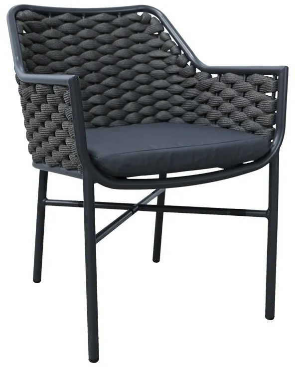 Πολυθρόνα Ortegia pakoworld αλουμινίου με ανθρακί σκελετό και σχοινί 57x62x82εκ