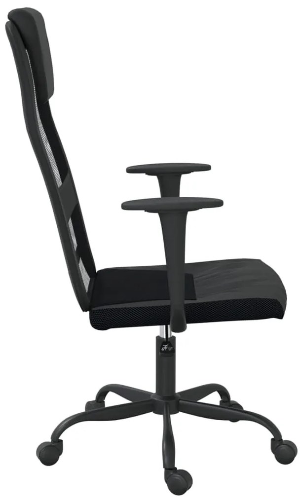 vidaXL Καρέκλα Γραφείου Ρυθμ. Ύψος Μαύρη Διχτυωτό Ύφασμα/Συνθ. Δέρμα