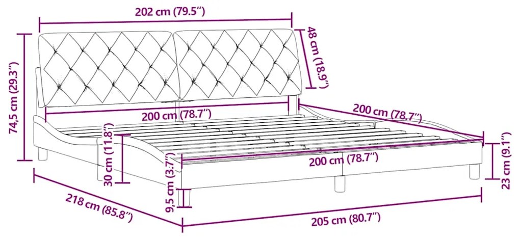 Πλαίσιο Κρεβατιού με Κεφαλάρι Ροζ 200x200 εκ. Βελούδινο - Ροζ