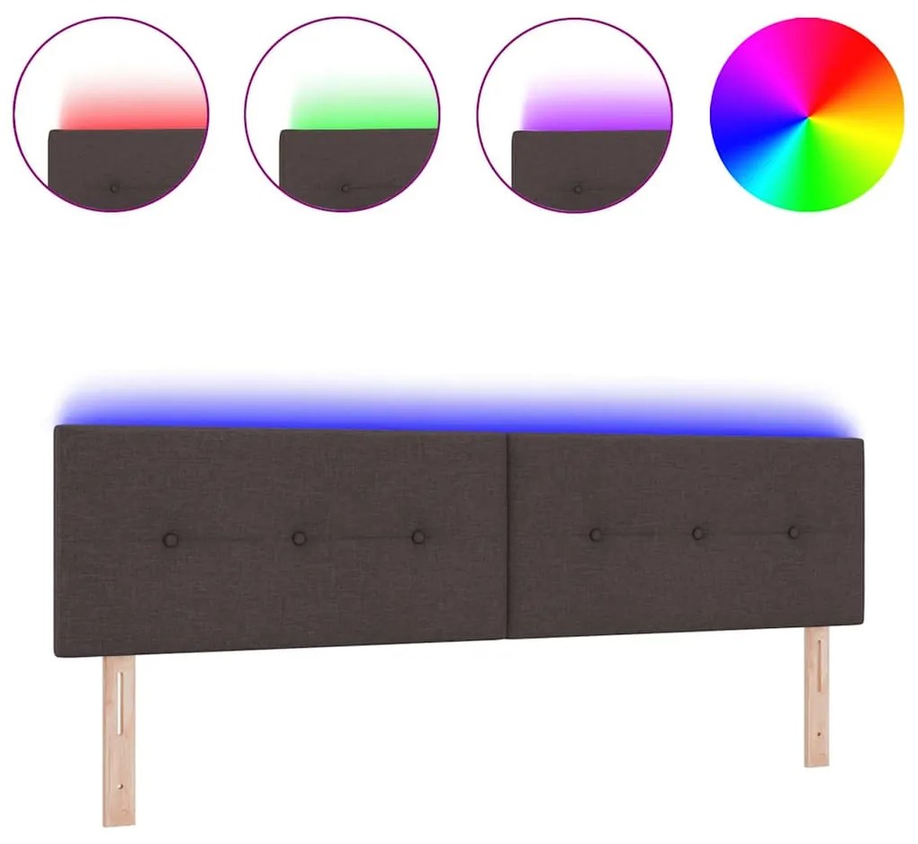 vidaXL LED Κεφαλάρι με φώτα λωρίδας LED Σκούρο Καφέ 180 cm ύφασμα