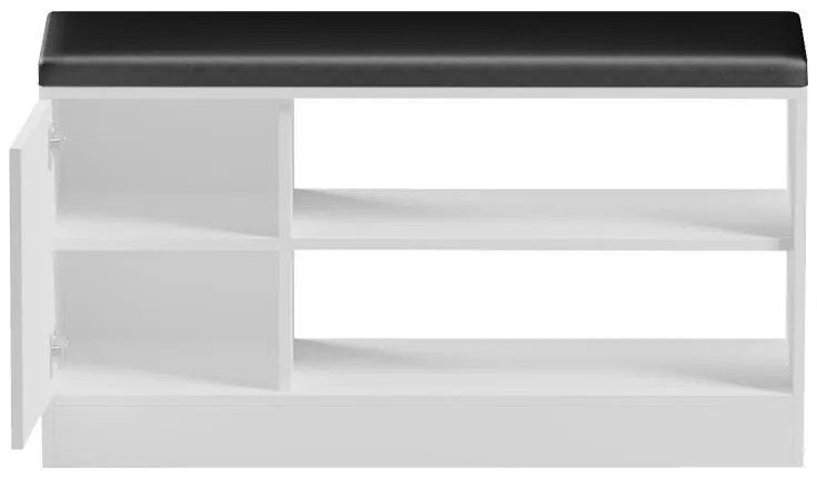 Παπουτσοθήκη-σκαμπό Deboule 8 ζευγών σε λευκή-μαύρη απόχρωση 90x30x46εκ 90x30x46 εκ.