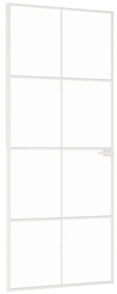 vidaXL Εσωτερική Πόρτα Λευκή 83x201,5 εκ. Ψημένο Γυαλί&Λεπτό Αλουμίνιο