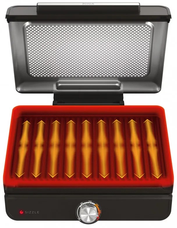 Ηλεκτρική ψησταριά Ninja GR101EU, 1450W, 28x37 cm, Γρήγορη θέρμανση, 60-260C, 2 πλάκες, Μαύρο