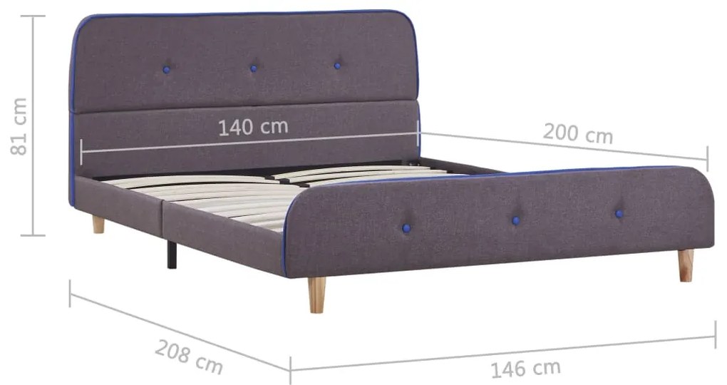 vidaXL Πλαίσιο Κρεβατιού Χρώμα Taupe 140 x 200 εκ. Υφασμάτινο