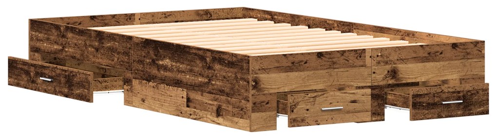 vidaXL Κρεβάτι με Συρτάρια Παλιού Ξύλου 120x190 εκ. Κατασκευασμένη Ξυλεία