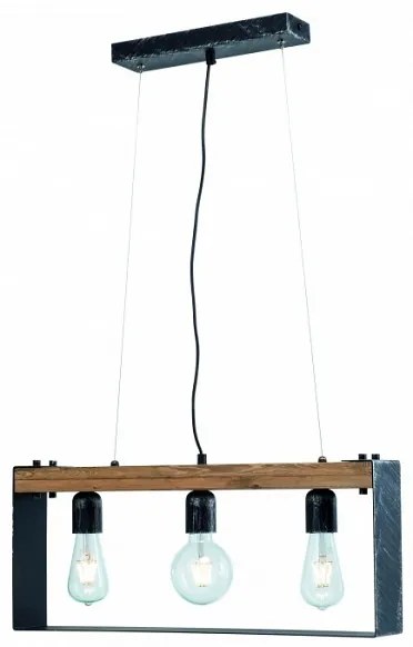 Arkolight Φωτιστικό Ράγα Κρεμαστό L60cm Φυσικό Ξύλο-Μαύρo Μέταλλο 473-3-3