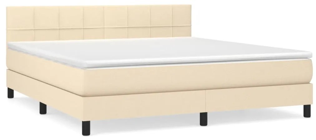 ΚΡΕΒΑΤΙ BOXSPRING ΜΕ ΣΤΡΩΜΑ ΚΡΕΜ 160X200 ΕΚ. ΥΦΑΣΜΑΤΙΝΟ 3140070