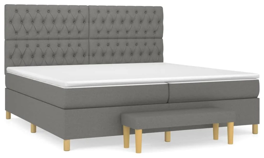 vidaXL Κρεβάτι Boxspring με Στρώμα Σκούρο Γκρι 200x200 εκ. Υφασμάτινο