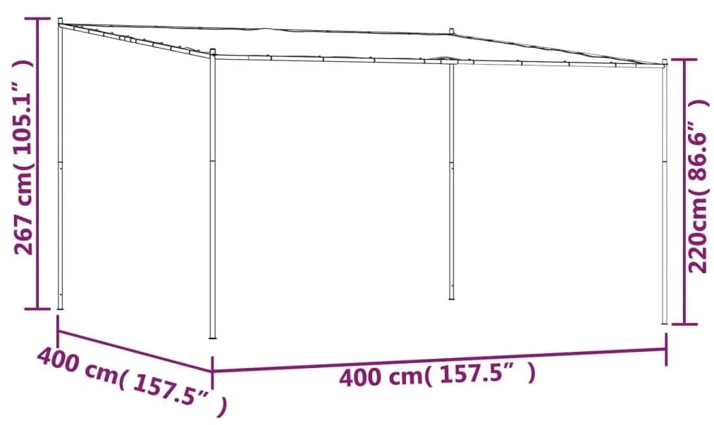 Κιόσκι Ανθρακί 4x4 μ. 180 γρ/μ² από Ύφασμα και Ατσάλι - Ανθρακί