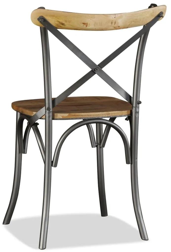 Καρέκλες Τραπεζαρίας 4 τεμ. από Μασίφ Ξύλο Μάνγκο και Ατσάλι - Πολύχρωμο