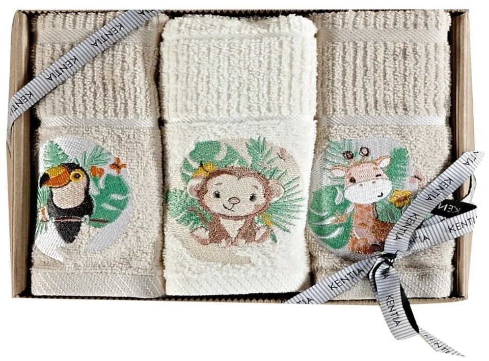 Πετσέτες Βρεφικές 233 (Σετ 3τμχ) Beige-Ecru Kentia Towels Set 40x70cm 100% Βαμβάκι