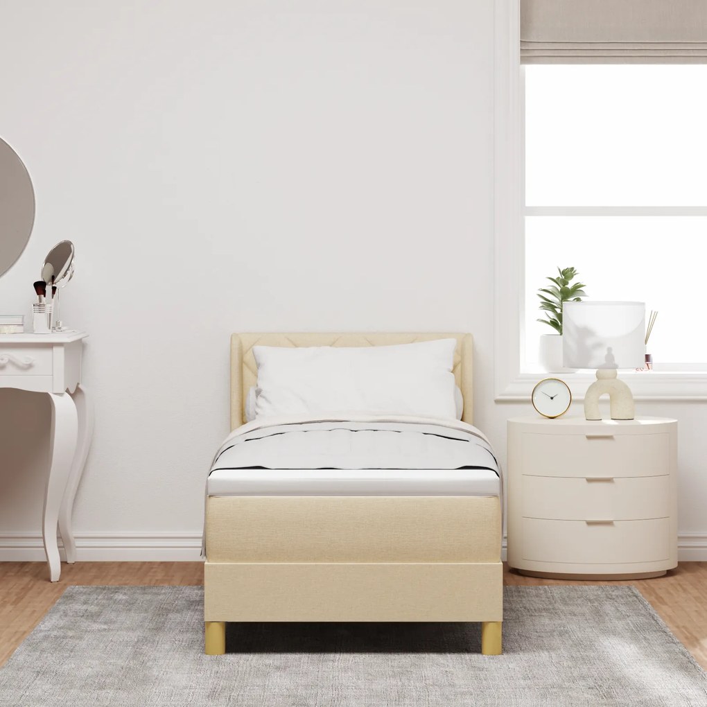 vidaXL Κρεβάτι Box Spring με Στρώμα, Κρεμ, 80 x 200 cm Ύφασμα