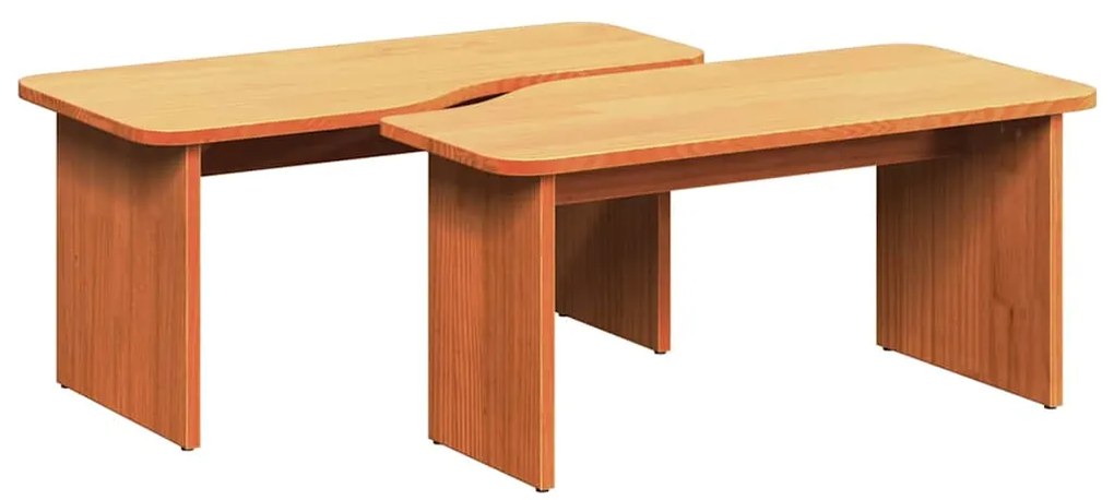 vidaXL Τραπεζάκι σαλονιού 2 pcs Κερωτό καφέ Μασίφ ξύλο πεύκου