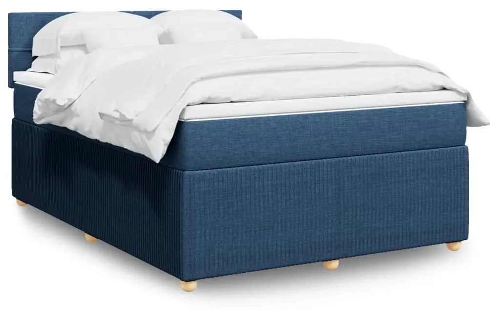 ΚΡΕΒΑΤΙ BOXSPRING ΜΕ ΣΤΡΩΜΑ ΜΠΛΕ 140X190 ΕΚ. ΥΦΑΣΜΑΤΙΝΟ 3289757