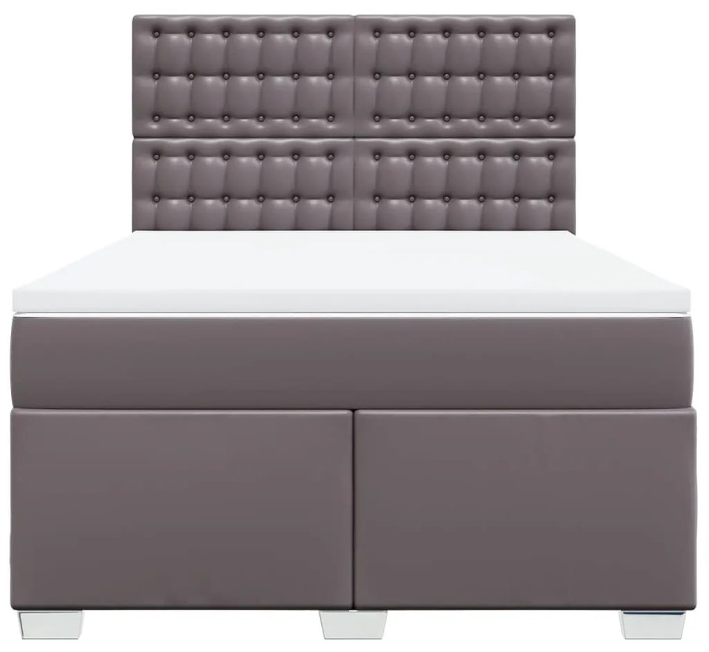 vidaXL Κρεβάτι Boxspring με Στρώμα Γκρι 140x190εκ. από Συνθετικό Δέρμα