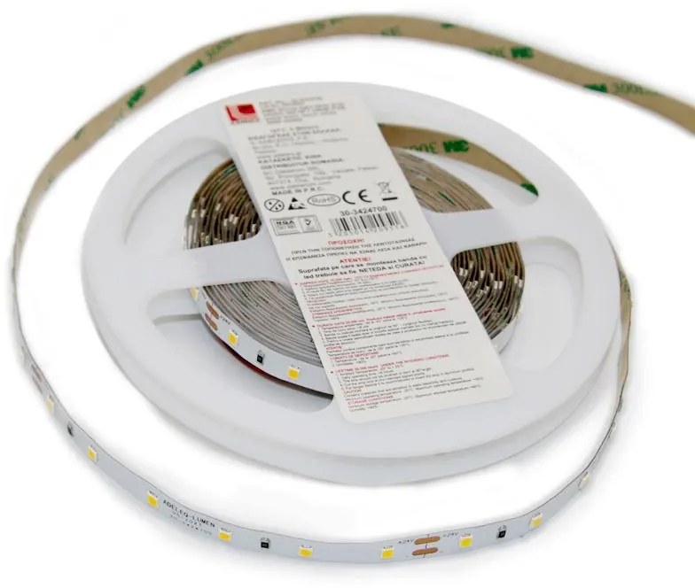 Adeleq Ταινία LED Λευκή Αυτοκόλλητη 5m 24VDC 2835 7.2W Και 60LED Ανά Μέτρο IP20 Θερμό 3000K 30-3424700