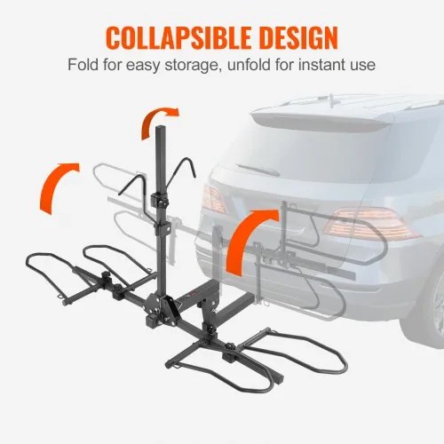 VEVOR Hitch Mount Bike Rack, 2-Bike Platform Style, 160 LBS Max Capacity Bike Rack Hitch for 2-inch Receiver, Titling and Folding Bike Carrier with Tires up to 5&quot; Wide, for Car, SUV, Truck, RV, Rectangular interface