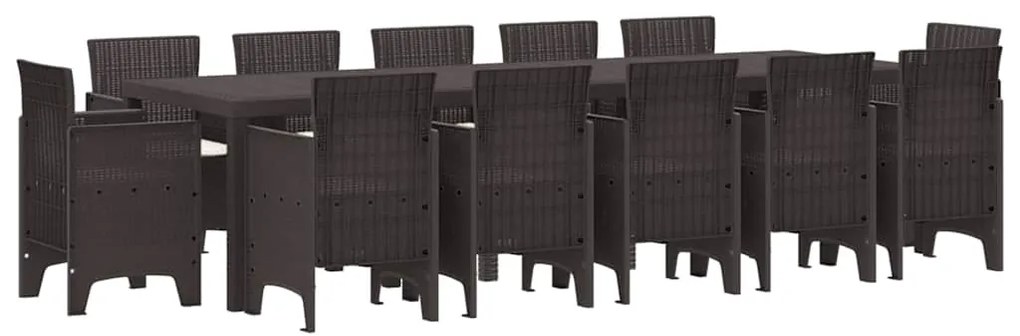 vidaXL Σέτ φαγητού για κήπο με μαξιλάρι 13 pcs Καφέ Ρατάν