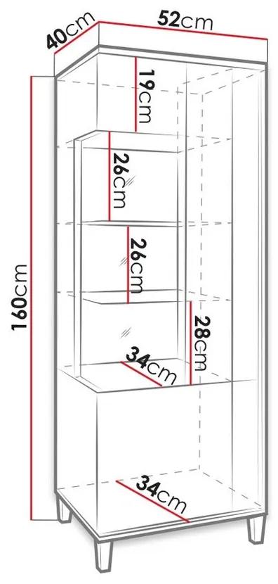 Βιτρίνα Nashville B110, Άσπρο, Ανοιχτό χρώμα ξύλου, Γυαλιστερό λευκό, Με πόρτες, Ο αριθμός των θυρών: 2, 160x52x40cm, 46 kg | Epipla1.gr
