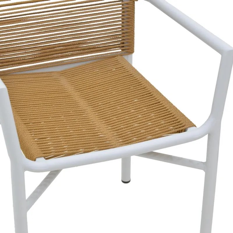 Καρέκλα - Πολυθρόνα αλουμινίου Clutch στοιβαζόμενη λευκός σκελετός-φυσικό rattan 55x56x80 εκ. 55x59x80 εκ.