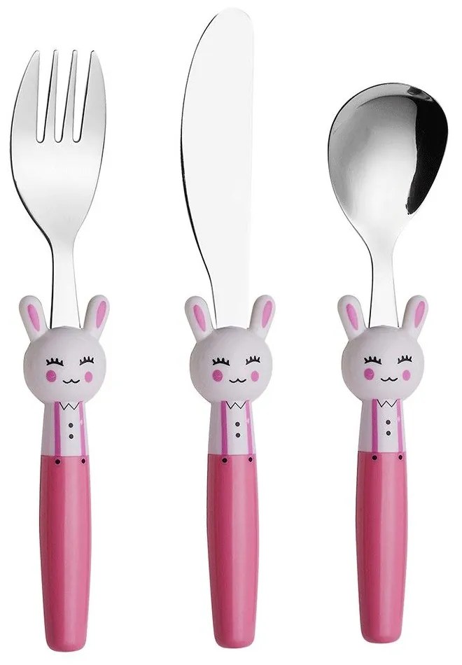 Μαχαιροπίρουνα Παιδικά Bunny (Σετ 3Τμχ) 45.100.156 Pink Cryspo Trio 3 τμχ Stainless Steel
