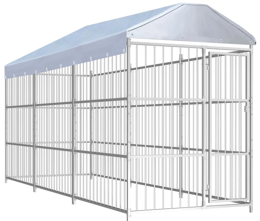 vidaXL Κλουβί Σκύλου Εξωτερικού Χώρου 450 x 150 x 200 εκ. με Στέγαστρο