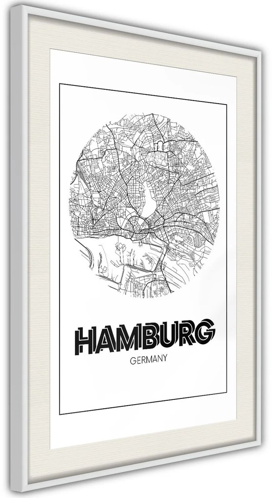 Αφίσα - City Map: Hamburg (Round) - 20x30 - Χρυσό - Χωρίς πασπαρτού