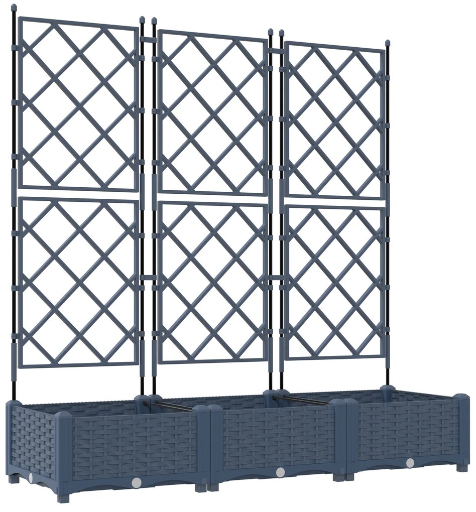 vidaXL Γλάστρα Κήπου με Πλέγμα 3 τμχ Γκρι 120x40x125.5 εκ.