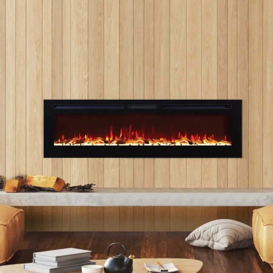 RECESSED ELECTRIC FIREPLACE LIVING FIRE 153cm X 12cm iLektro 1524 Landscape SLIMLINE 60 FP-SL60-0071