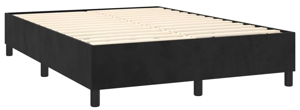 vidaXL Κρεβάτι Boxspring με Στρώμα &amp; LED Μαύρο 140x200 εκ. Βελούδινο