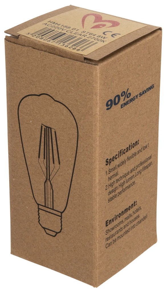 ΛΑΜΠΤΗΡΑΣ HM4188.01 LED FILAMENT 8W E27 DIMMABLE 2700K ΔΙΑΦΑΝΟΣ (1 Τεμμάχια)