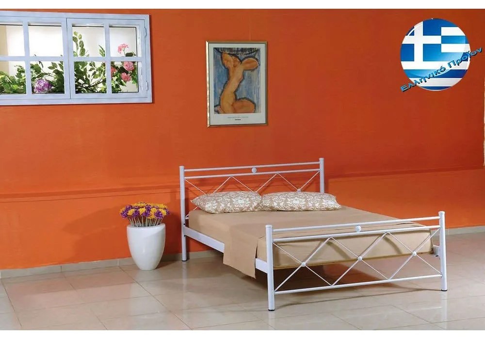 Κρεβάτι Μεταλλικό Χιαστί Διπλό 148x198 3665 White Διπλό Μέταλλο