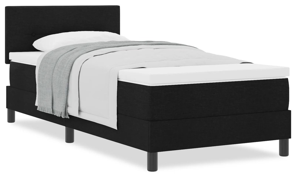 vidaXL Κρεβάτι Με Βάση με Στρώμα Μαύρο 80x200 cm Ύφασμα