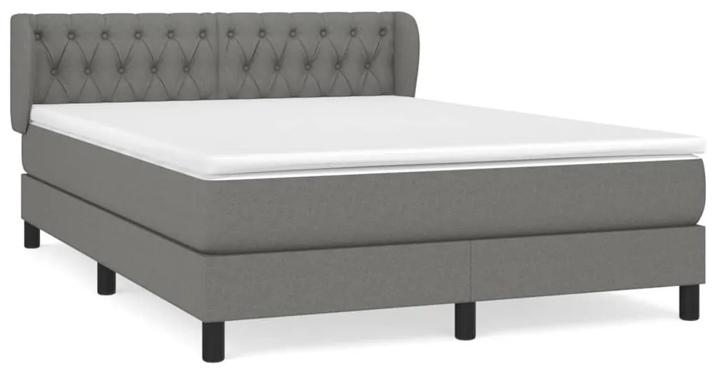 ΚΡΕΒΑΤΙ BOXSPRING ΜΕ ΣΤΡΩΜΑ ΣΚΟΥΡΟ ΓΚΡΙ 140X190 ΕΚ. ΥΦΑΣΜΑΤΙΝΟ 3126478