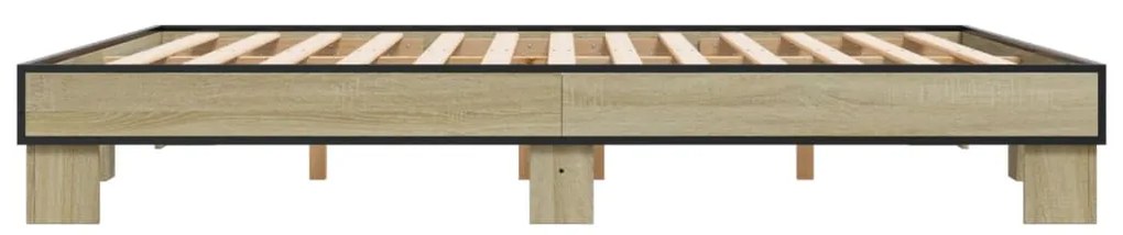 vidaXL Πλαίσιο Κρεβατιού Sonoma Δρυς 200x200 εκ. Επεξ. Ξύλο &amp; Μέταλλο