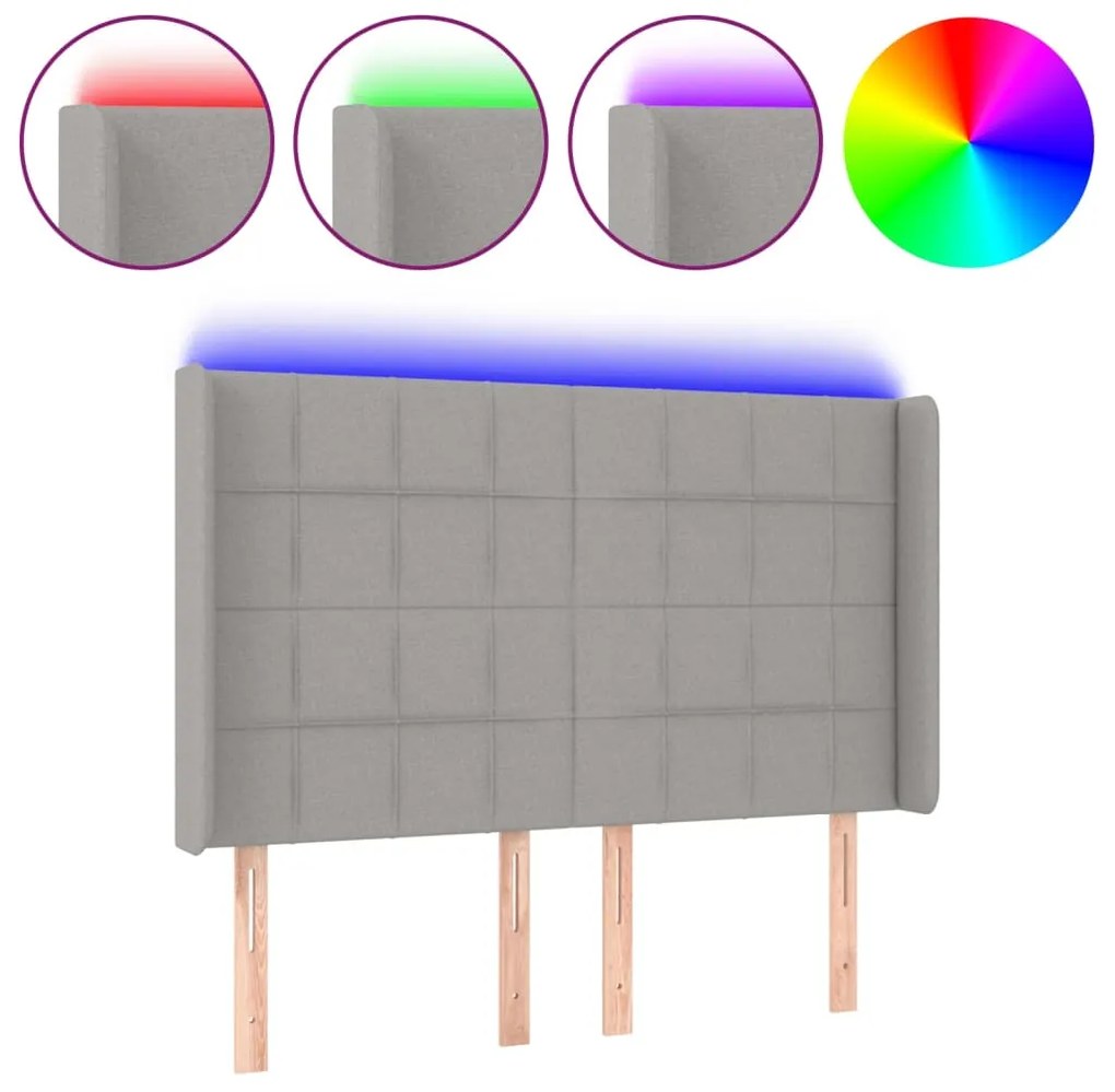 vidaXL Κεφαλάρι Κρεβατιού LED Ανοιχτό Γκρι 147x16x118/128 εκ.