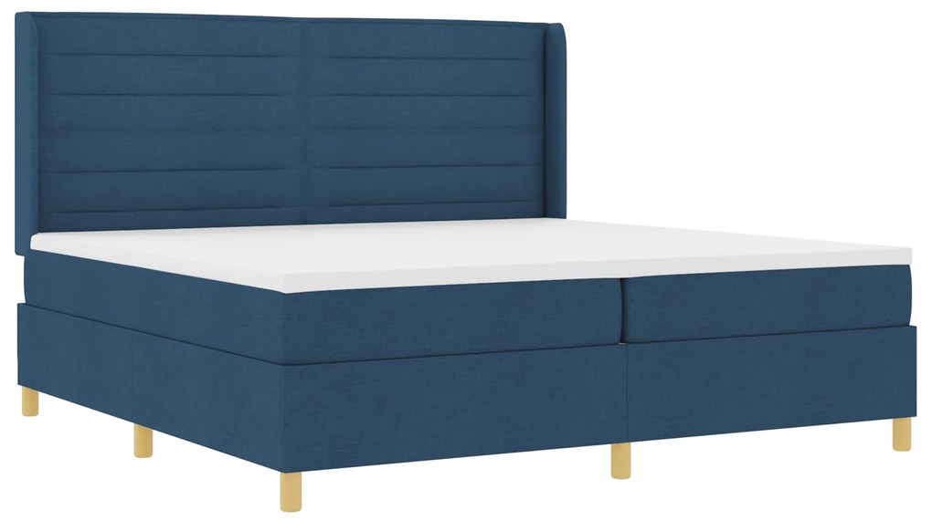 vidaXL κρεβάτι Box Spring με στρώμα & LED μπλε 200x200 εκ. υφάσματος