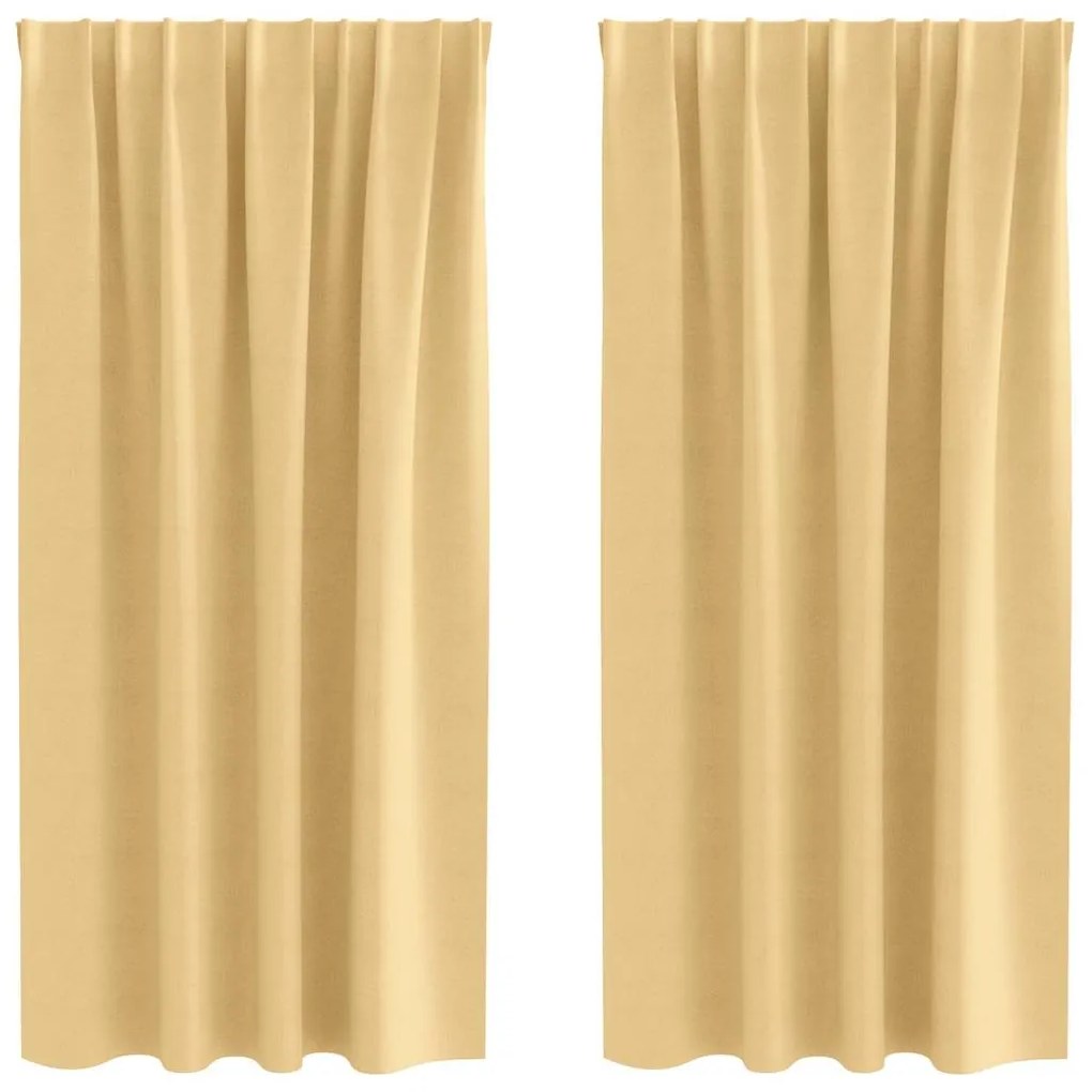 vidaXL Κουρτίνες με κουρτίνες 2 pcs Μπεζ 175x140εκ. Πολυεστέρας