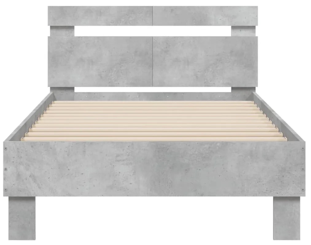 vidaXL Πλαίσιο Κρεβατιού με Κεφαλάρι Γκρι Σκυρ. 100x200 εκ. Επεξ. Ξύλο