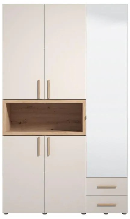 Ντουλάπα DONALD 3K2F1O Τρίφυλλη με Καθρέπτη Cashmere - Artisan Oak 135x57x227εκ. 135x57x227 εκ.