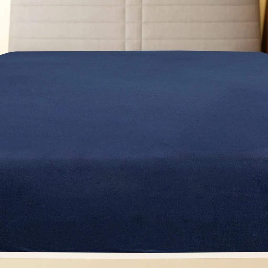 vidaXL Σεντόνι Με Λάστιχο Μπλε 140 x 200 εκ. Βαμβακερό Ζέρσεϊ